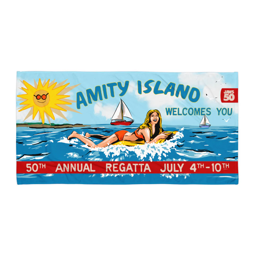 1438-jaws-50th-anniversary-amity-island-beach-towel-1.webp Jaws 50th Anniversary Amity Island Beach Towel