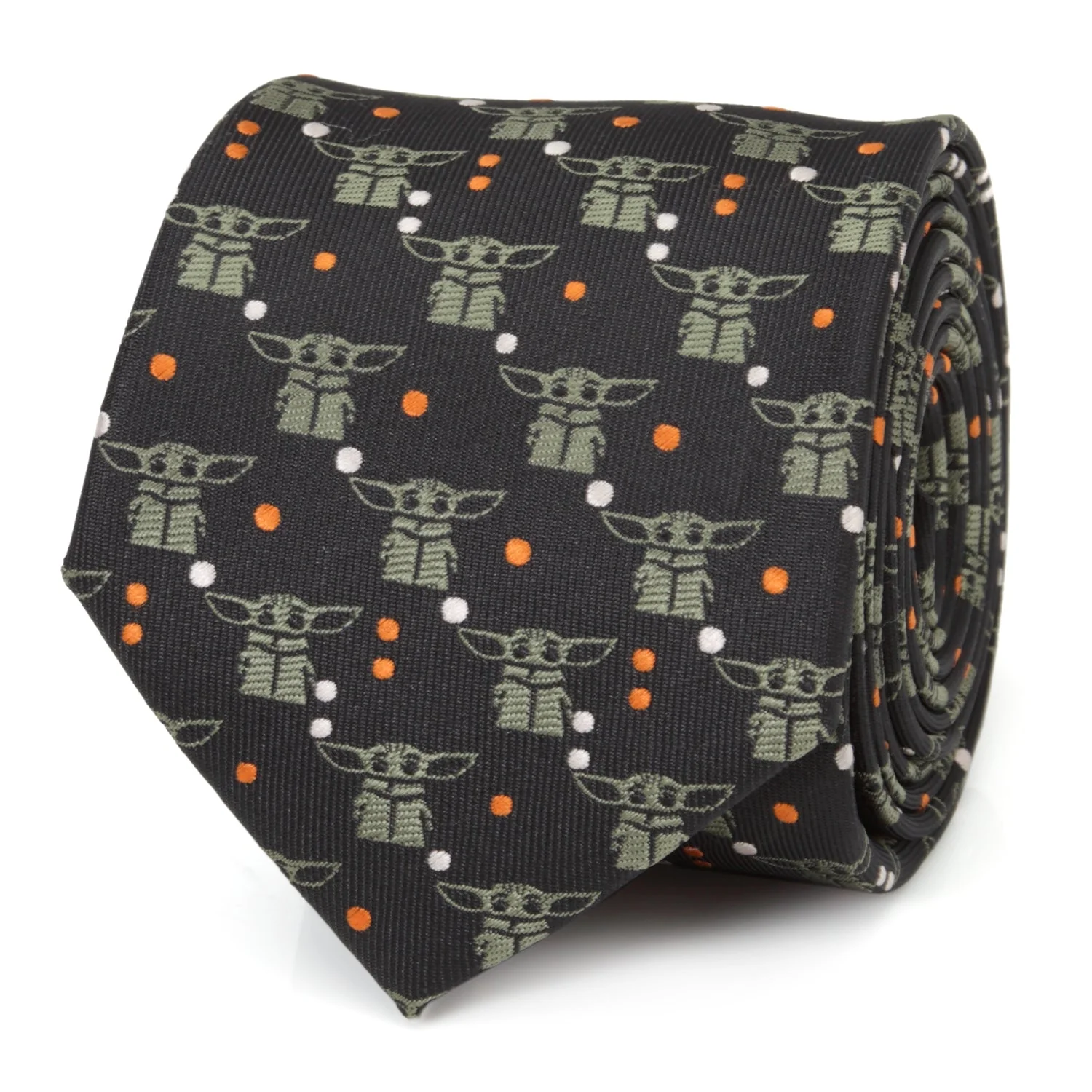 Star Wars The Mandalorian Grogu Black & Orange Dotted Tie