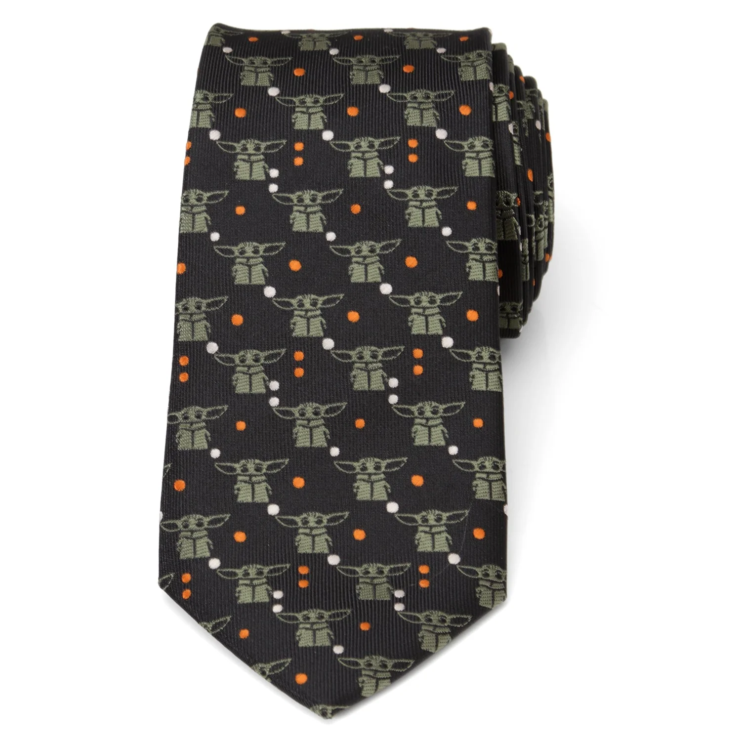 Star Wars The Mandalorian Grogu Black & Orange Dotted Tie