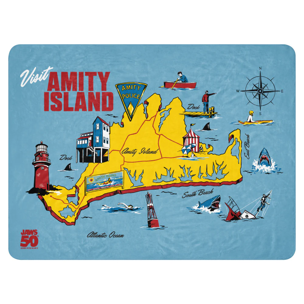 773-jaws-50th-anniversary-amity-island-sherpa-blanket-1.webp Jaws 50th Anniversary Amity Island Sherpa Blanket